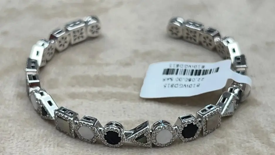 BANGLE GEOMETRIC MIX SMALL WHITE GOLD DEGRADING BLACK SIZE 15