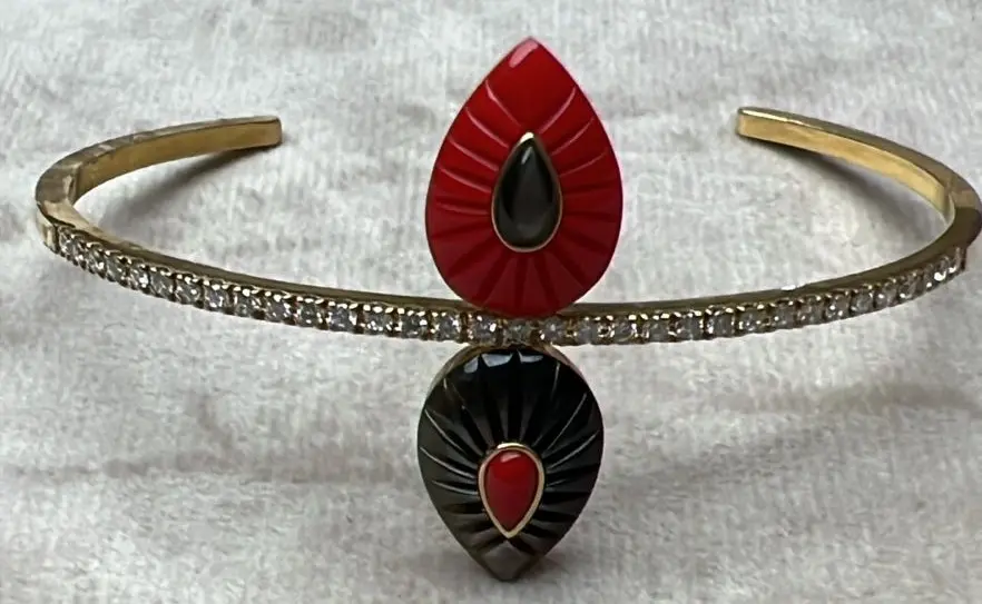 BANGLE BOND STREET W2 RED CORAL BLACK MOP SIZE 15