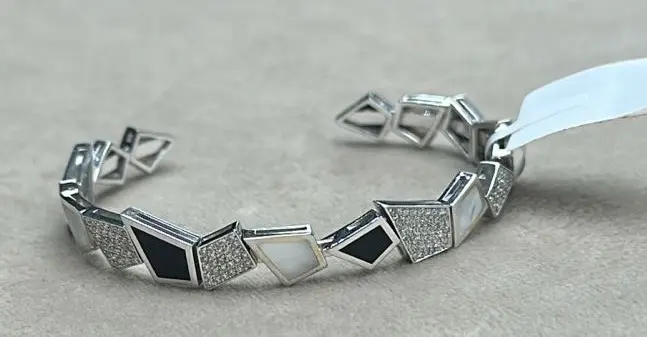 BANGLE FRAGMENT BIG WHITE GOLD WHITE MOP BLACK ONYX SIZE 15