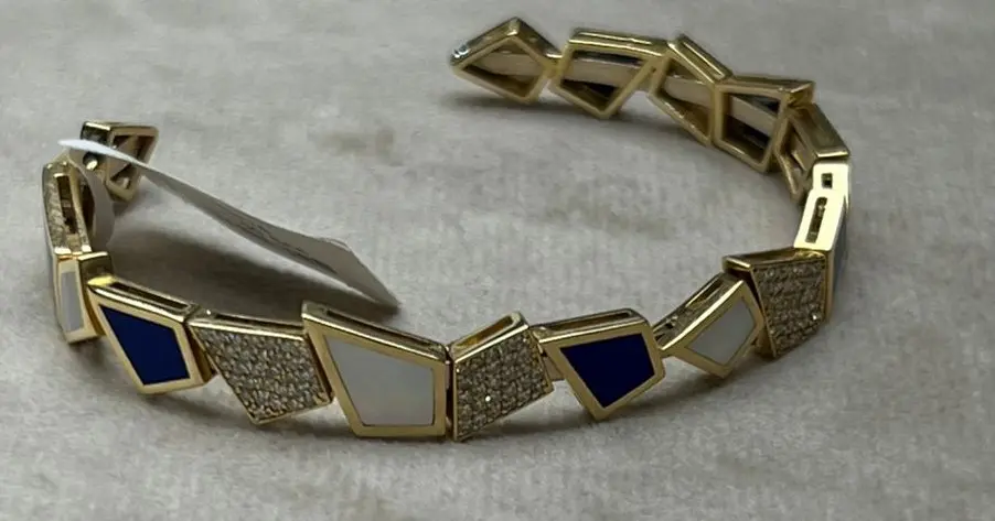 BANGLE FRAGMENT BIG LAPIS WHITE MOP SIZE 16