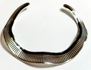 BANGLE COSMIC WAVES WHITE GOLD BLACK ENAMEL SIZE 15