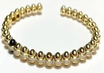 BANGLE ATOM SMALL FULL GOLD WITH ONE BLACK ENAMEL SIZE 16