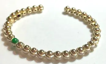 BANGLE ATOM SMALL FULL GOLD WITH ONE GREEN ENAMEL SIZE 16