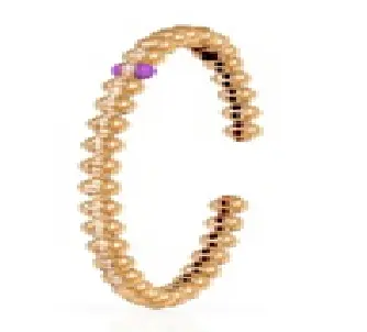 BANGLE ATOM SMALL FULL GOLD WITH ONE PURPLE ENAMEL SIZE 15