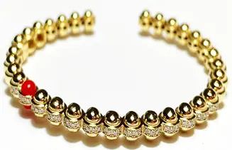 BANGLE ATOM SMALL FULL GOLD WITH ONE RED SIZE 15