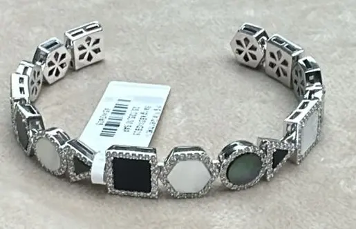 BANGLE GEOMETRIC BIG MIX WHITE GOLD DEGRAGING BLACK SIZE 15