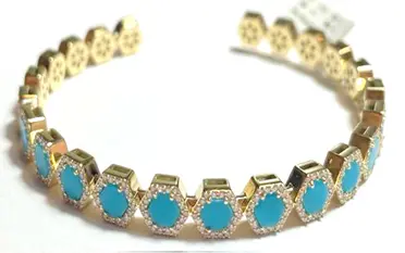 BANGLE GEOMETRIC HEXAGON SMALL TURQUOISE SIZE 16