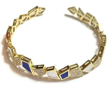 BANGLE FRAGMENT SMALL LAPIS AND WHITE MOP SIZE 16