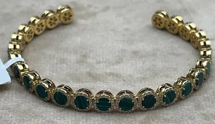 BANGLE GEOMETRIC ROUND SMALL MALACHITE SIZE 15