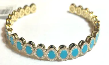 BANGLE GEOMETRIC ROUND SMALL TURQUOISE SIZE 15