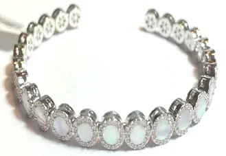 BANGLE GEOMETRIC ROUND SMALL WHITE GOLD WHITE MOP  SIZE 15