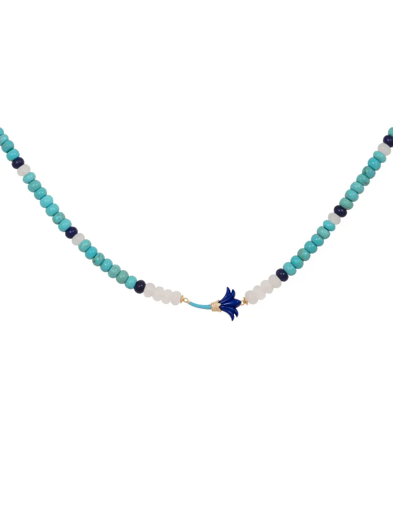 BEADED NECKLACE PSYCH BLUE COMBO(TURQ -LAPIS-WHITE)