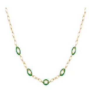 CHOKER CAPTURE MARQUISE CHAIN 5 PIECES GREEN ENAMEL