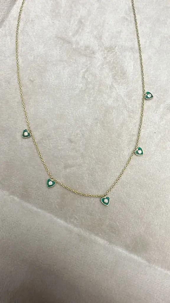CHOKER HEARTS FIVE PIECES GREEN ENAMEL