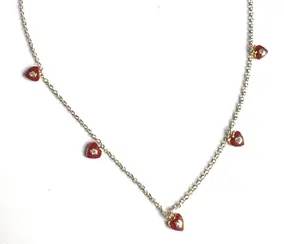 CHOKER HEARTS FIVE PIECES RED ENAMEL