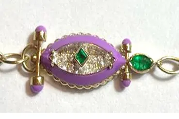 CHOKER CAPTURE BEAK ROUND DIAMOND PRINCESS AND MARQUISE EMERALD PURPLE ENAMEL