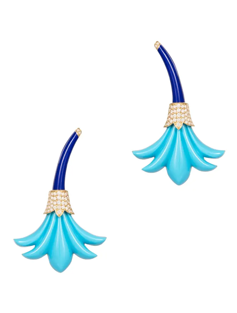 EARRING PSYCH SMALL TURQUOISE WITH LAPIS STEM