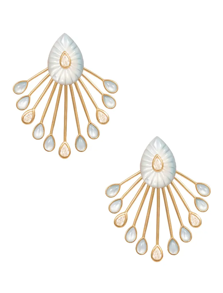 EARRING BOND STREET PEACOCK SHAPE BLUE MOP