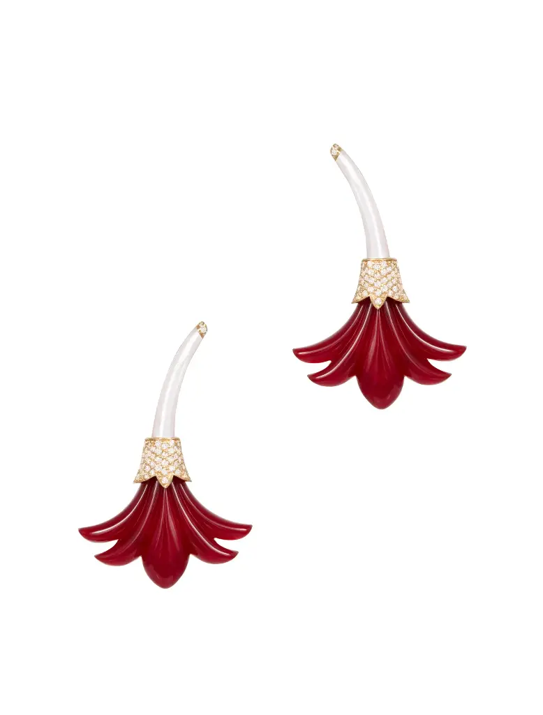EARRING PSYCH BIG DARK RED AND PINK MOP STEM