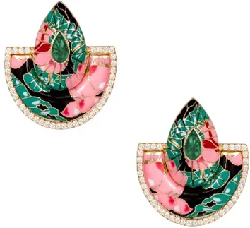 EARRING BOND STREET SMALL FULL GREEN ENAMEL