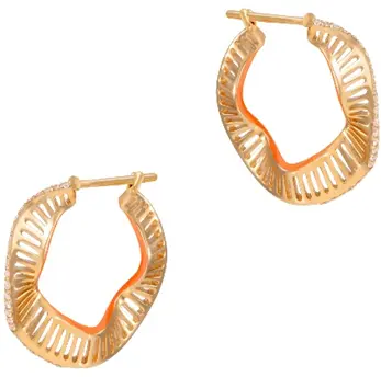 EARRING COSMIC WAVES SIZE 3 ORANGE ENAMEL