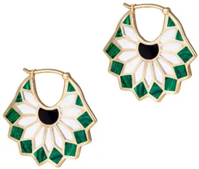 EARRING SURSOCK SIZE 2 GREEN ENAMEL WITH DIAMOND