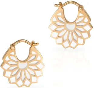 EARRING SURSOCK SIZE 2 WHITE ENAMEL WITH DIAMOND