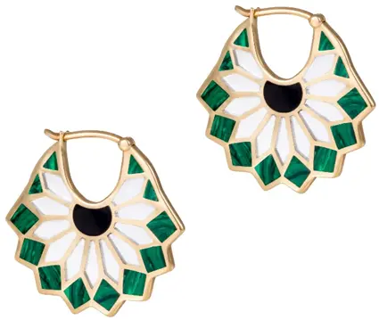 EARRING SURSOCK SIZE 3 GREEN  ENAMEL WITH DIAMOND