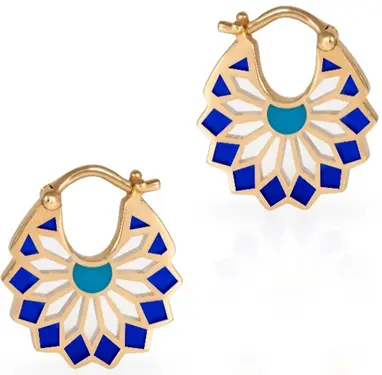 EARRING SURSOCK SIZE 3 NAVY AND TURQUOISE ENAMEL WITH DIAMOND