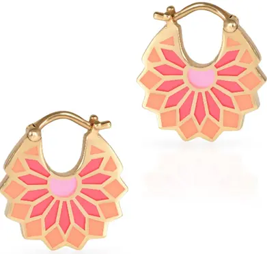 EARRING SURSOCK SIZE 3 ORANGE AND PINK ENAMEL WITH DIAMOND