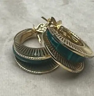 EARRING COSMIC RAY BURGER BIG MALACHITE