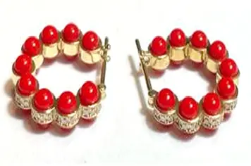 EARRING ATOM SIZE 2 RED ENAMEL