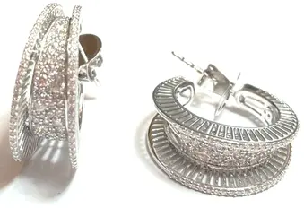 EARRING COSMIC RAY BURGER BIG WHITE GOLD FULL DIAMOND