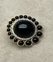 EARRING ATOM FLOWER SMALL BLACK ENAMEL