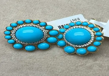 EARRING ATOM FLOWER SMALL TURQUOISE ENAMEL