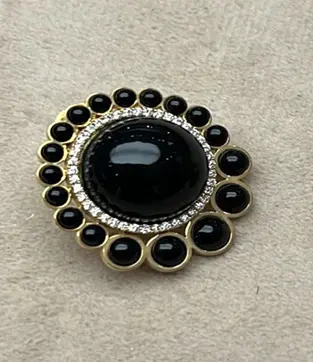 EARRING ATOM FLOWER BIG BLACK ENAMEL