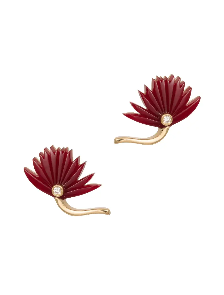 EARRING BILADI WARED STUD BIG DARK RED