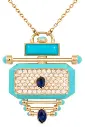 NECKLACE CAPTURE QABILA SMALL ROUND DIAMOND TURQUOISE ENAMEL BLUE SAPHIRE MARQUISE
