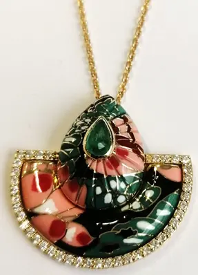 NECKLACE BOND STREET BIG FULL GREEN ENAMEL