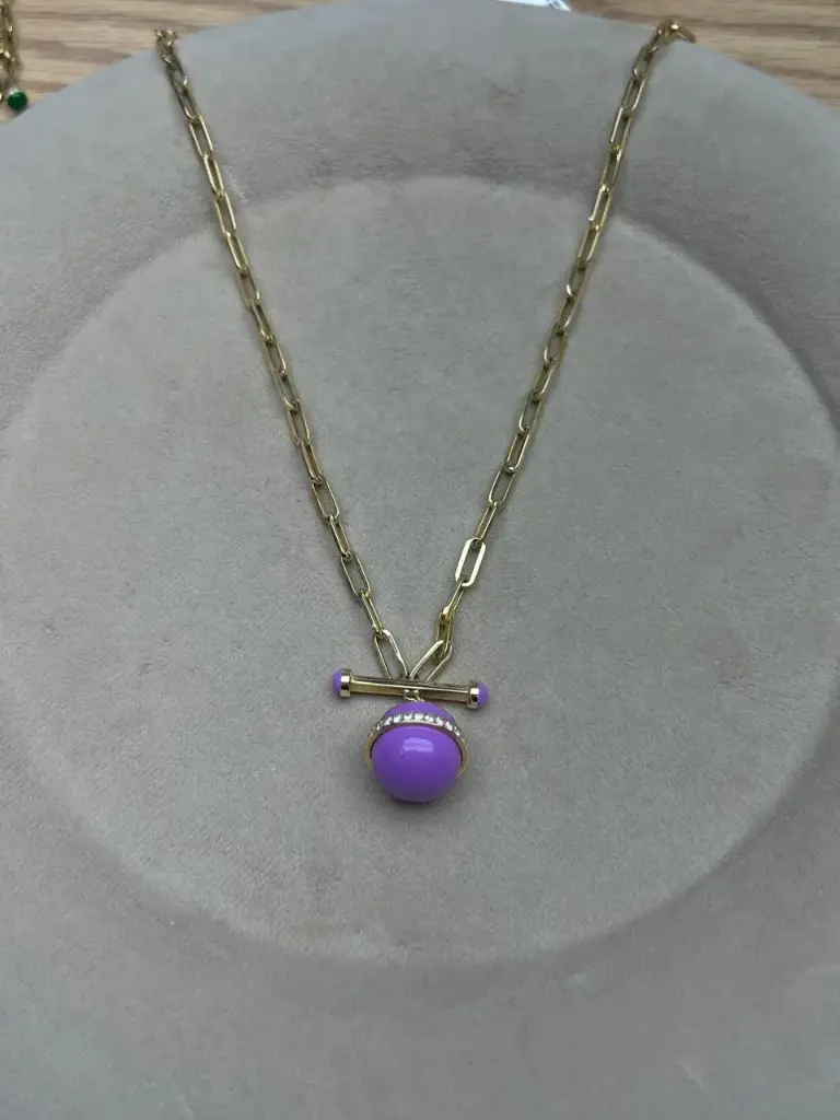 NECKLACE ATOM BIG WITH PILLAR PURPLE 60 CM