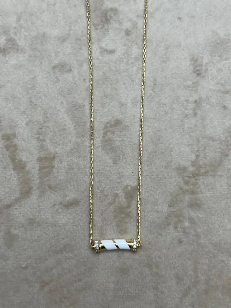 NECKLACE PSYCH TUBE SMALL WHITE ENAMEL