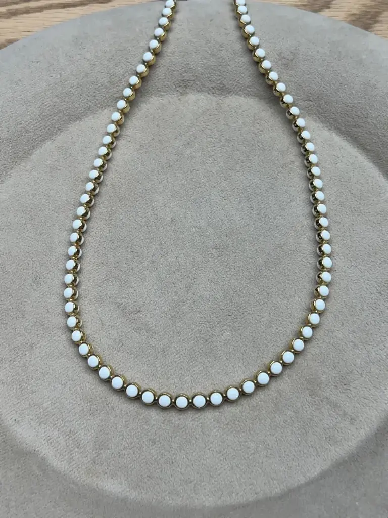 NECKLACE ATOM TENNIS WHITE ENAMEL 40 CM