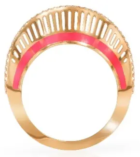 RING COSMIC WAVES PINK ENAMEL 52