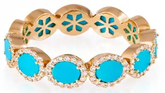 RING GEOMETRIC ROUND TURQUOISE SIZE 53