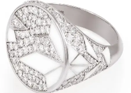 RING FRAGMENT PINKY WHITE GOLD WHITE ENAMEL SIZE 50