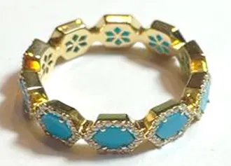 RING GEOMETRIC HEXAGON TURQUOISE SIZE 53