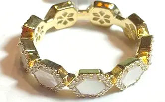 RING GEOMETRIC HEXAGON WHITE MOP SIZE 51