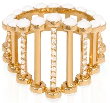 RING TWIGGY  BIG WHITE ENAMEL SIZE 54