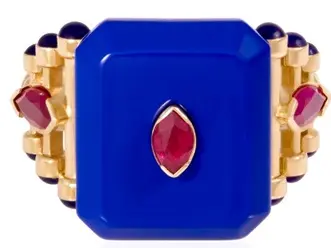 RING CAPTURE SQUARE BIG STONE LAPIS RUBY MARQUISE SIZE 52
