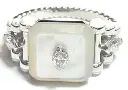 RING CAPTURE SQUARE SMALL STONE WHITE GOLD WHITE MOP WHITE DIAMOND MARQUISE SIZE 52
